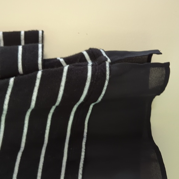 Talbots Striped Rayon Blend Top Large Petite Black White Stripes - Picture 7 of 16